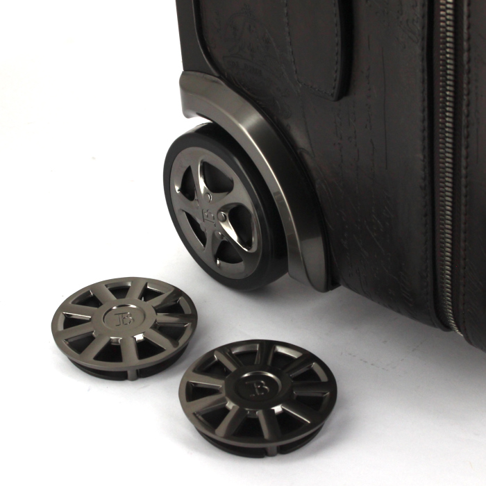 Berluti suitcase in brown leather and brown canvas - Detail D4