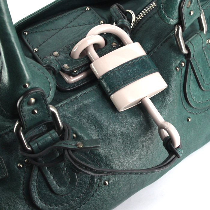 Sac à main Chloé Paddington en cuir vert - Detail D2