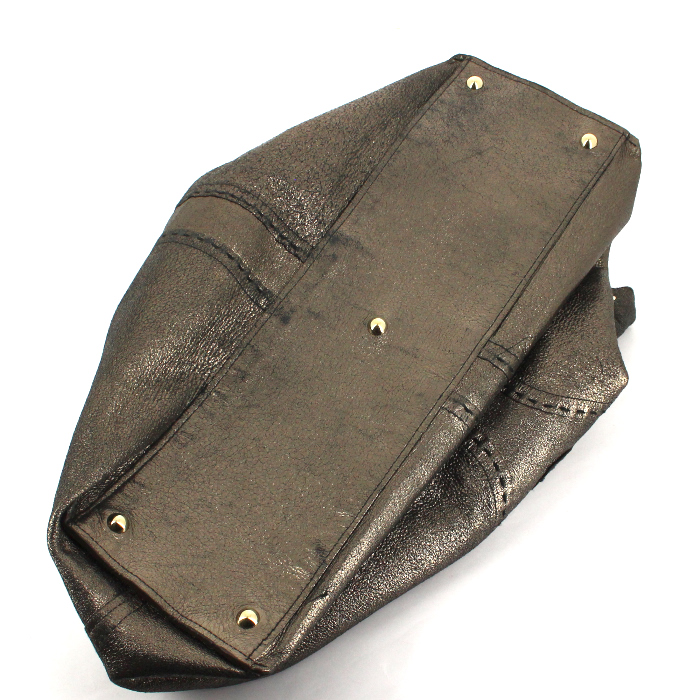 Shopping bag Reversible in pelle nera e pelle mordoré - Detail D3