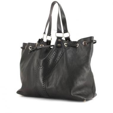 Bolso Cabás Saint Laurent Reversible en cuero negro y cuero marrón dorado