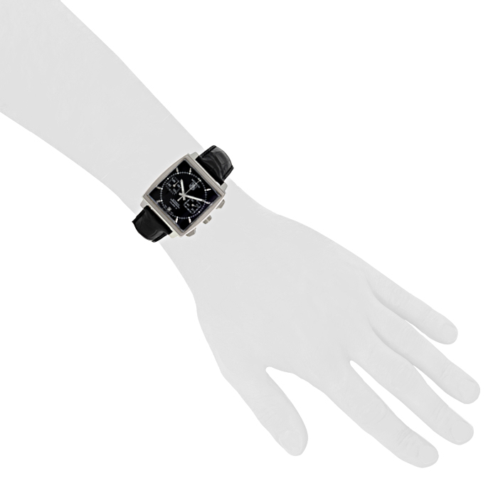 TAG Heuer Classic Monaco Automatic Chronograph watch in stainless steel Circa 2000 - Detail D1