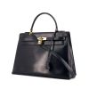 Hermes Kelly 32 cm handbag in blue box leather - 00pp thumbnail