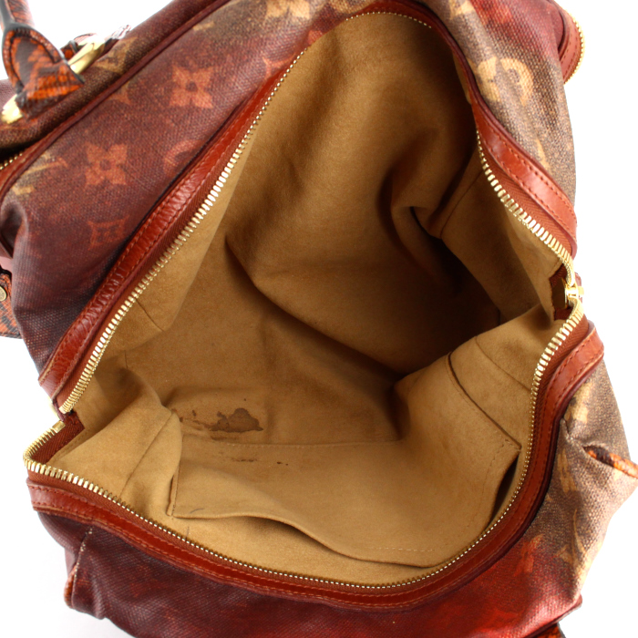 Handbag in orange and red bicolor monogram canvas and leather - Detail D3