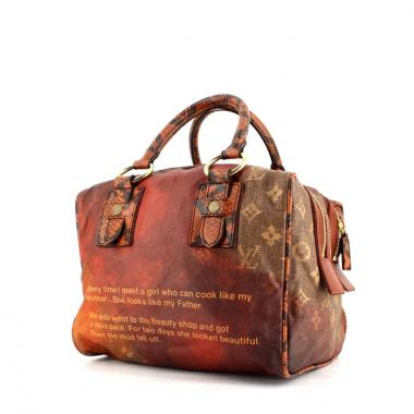 Handbag in orange and red bicolor monogram canvas and leather