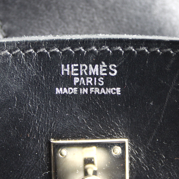 Bolso de mano Hermes Birkin 25 cm en cuero box negro - Detail D3