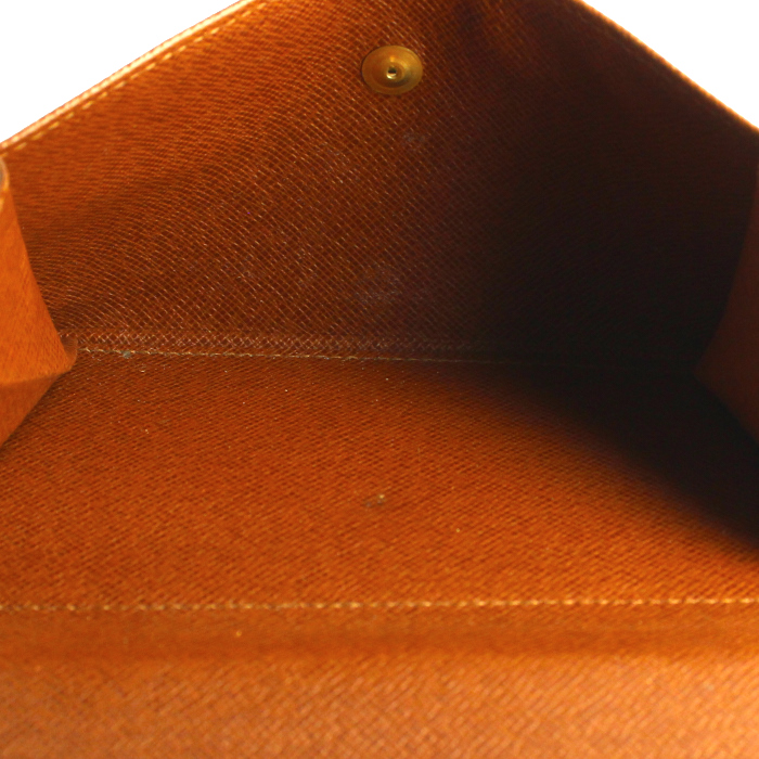 Portefeuille Louis Vuitton en toile monogram et cuir marron - Detail D2