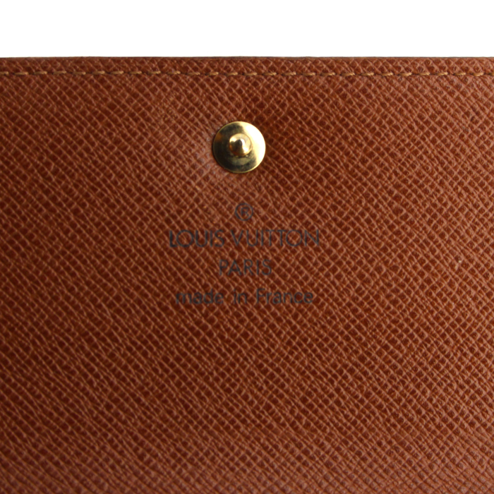 Portefeuille Louis Vuitton en toile monogram et cuir marron - Detail D3