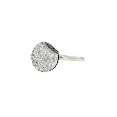 Anello Boucheron Tentation Macaron modello piccolo in oro bianco,  diamanti e zaffiro nero