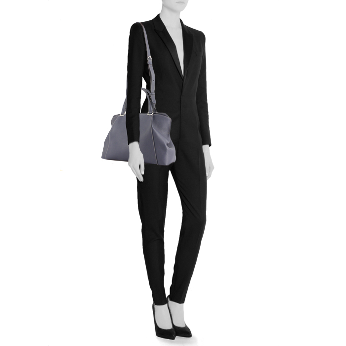Cartier handbag in grey blue leather - Detail D1