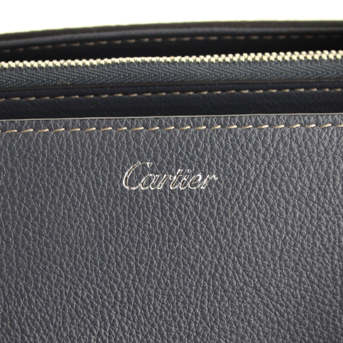 Cartier handbag in grey blue leather - Detail D5