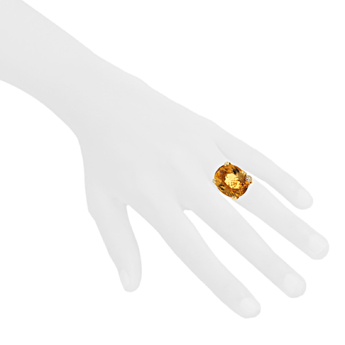 Anello Dior Miss Dior in oro giallo e diamanti e quarzo citrino arancione - Detail D1