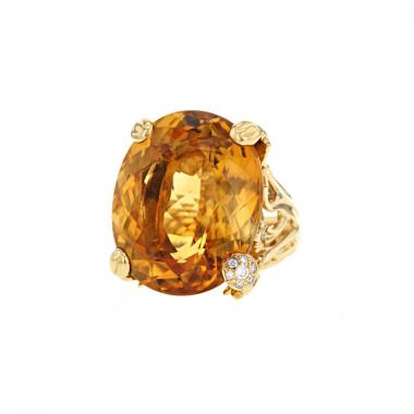 Anello Dior Miss Dior in oro giallo e diamanti e quarzo citrino arancione