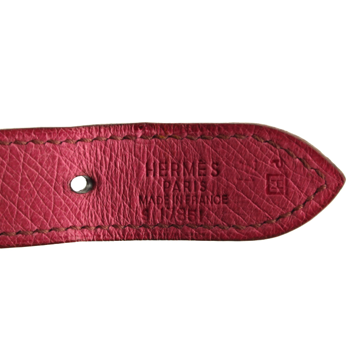 Hermes Trim small model handbag in pink ostrich leather - Detail D3