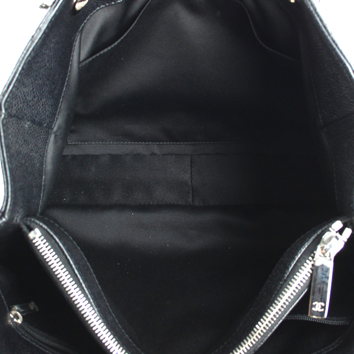 Chanel Grand Shopping shopping bag in black quilted grained leather - Detail D2