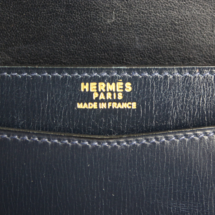 Bolso de mano Hermes Lydie - Bag en cuero box azul marino - Detail D3