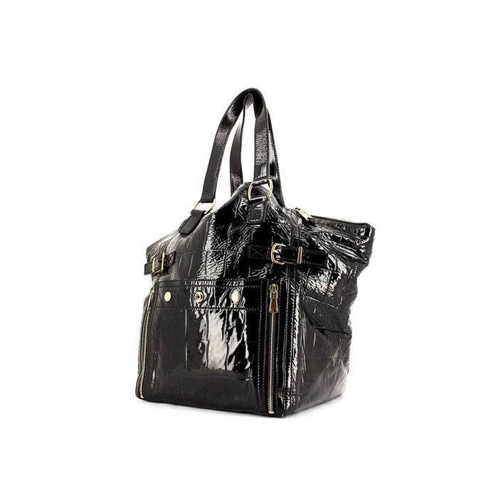 Saint Laurent Paris Black Croc Embossed Leather Classic Baby Monogram Chain  Bag