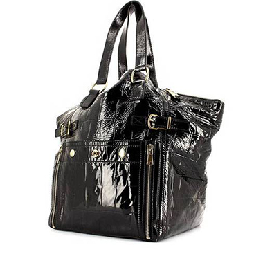 YVES SAINT LAURENT cowhide leather Tote Bag gold buckle handle bag bla –  Brand Off Hong Kong Online Store
