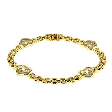 Bracelet souple Chopard Happy Diamonds en or jaune et diamants