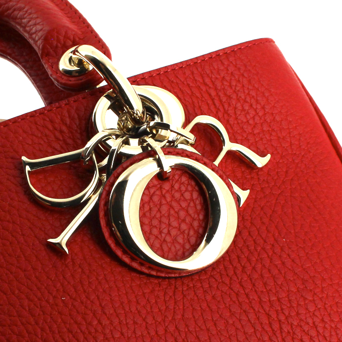 Borsa Diorissimo modello piccolo in pelle martellata rossa - Detail D5