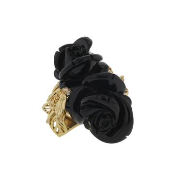 Bague Dior Pré Catelan grand modèle en or jaune,  onyx et citrines
