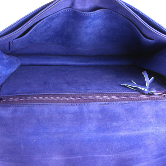 Sac à main Hermes New Jimmy's en veau doblis et cuir violet - Detail D3