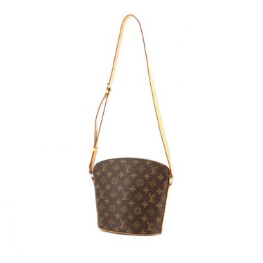 Borsa in tela monogram e pelle naturale