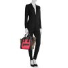 Celine Luggage medium model handbag in pink and khaki python and black leather - Detail D1 thumbnail