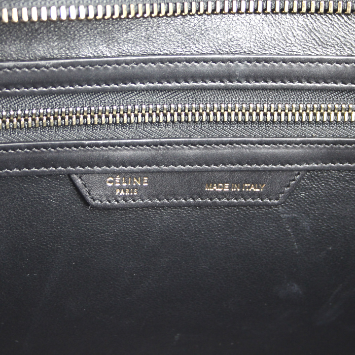 Celine Luggage medium model handbag in pink and khaki python and black leather - Detail D3