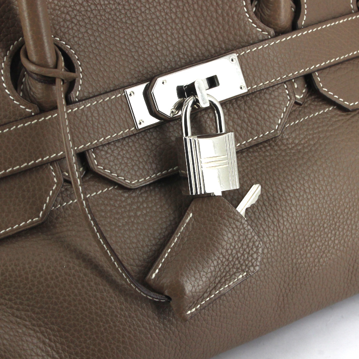 Hermes Birkin Shoulder handbag in etoupe togo leather - Detail D2