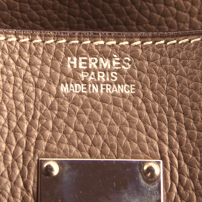 Borsa Birkin Shoulder in pelle togo marrone talpa - Detail D4
