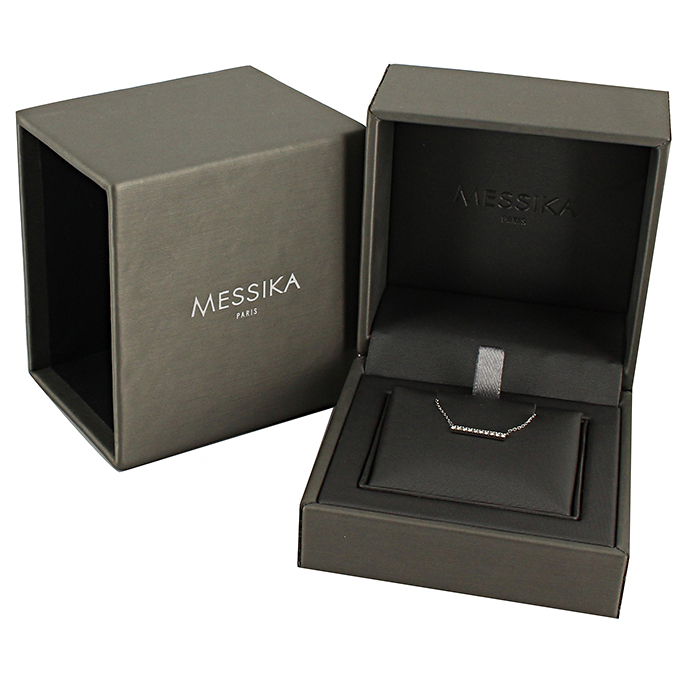 Collana Messika Gatsby Barrette modello piccolo in oro bianco e diamanti - Detail D2