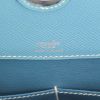 Hermes Dalvy handbag in light blue leather and off-white canvas - Detail D3 thumbnail