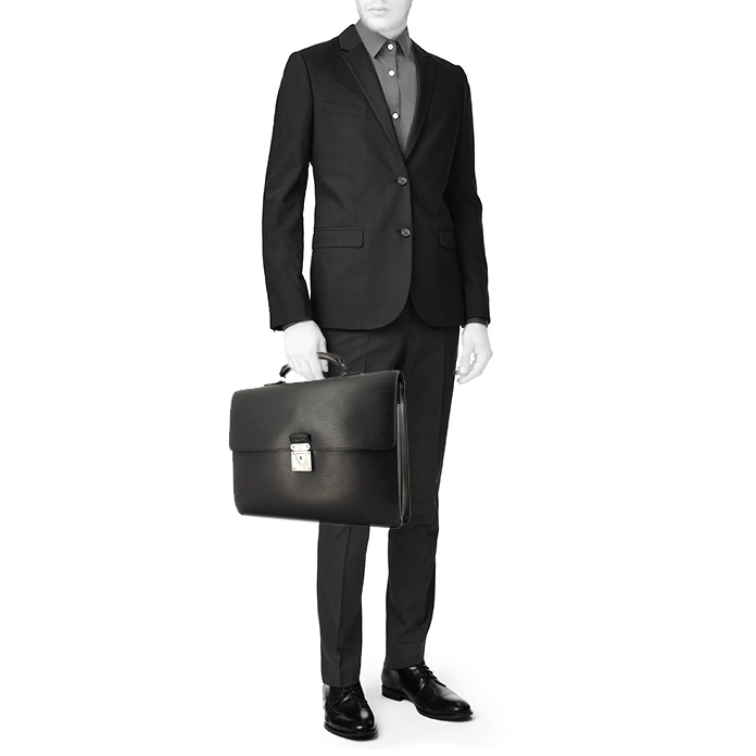 Louis Vuitton briefcase in black epi leather - Detail D1