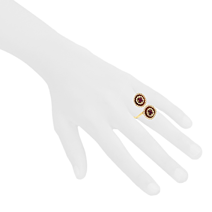 Bague Boucheron Exquises confidences en or jaune,  diamants et rubis - Detail D1