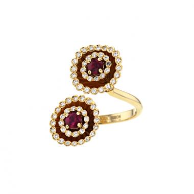 Anello Boucheron Exquises confidences in oro giallo,  diamanti e rubino
