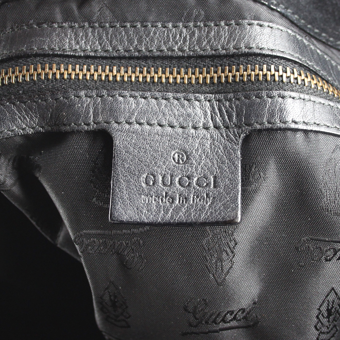 Gucci shopping bag in black and beige canvas and black suede - Detail D3