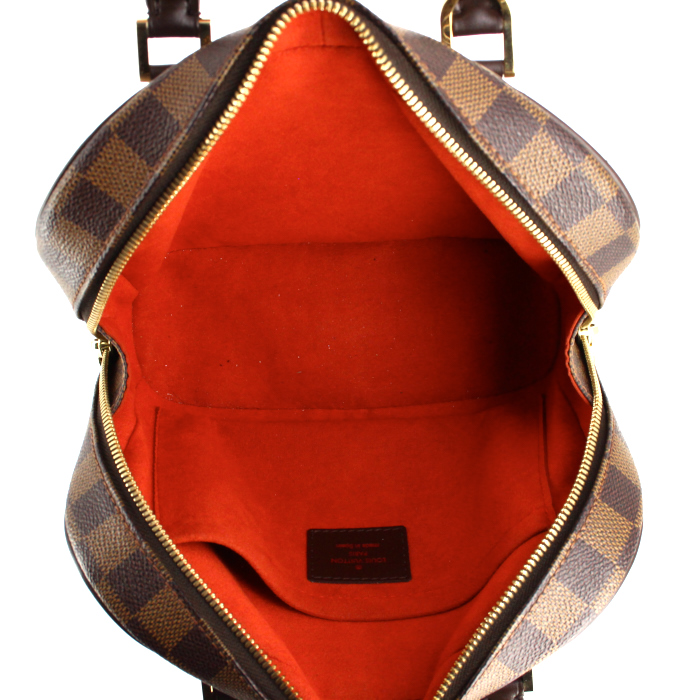 Sac à main Louis Vuitton en toile damier et cuir marron - Detail D2