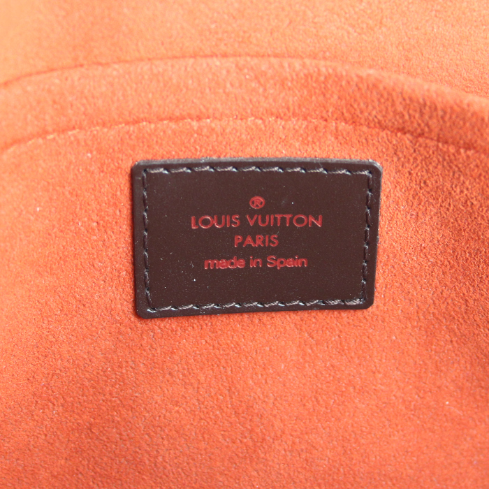 Louis Vuitton handbag in damier canvas and brown leather - Detail D3