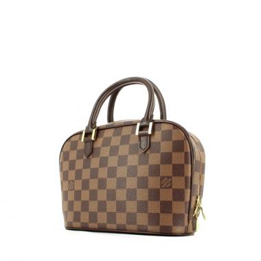 Borsa Louis Vuitton in tela a scacchi e pelle marrone