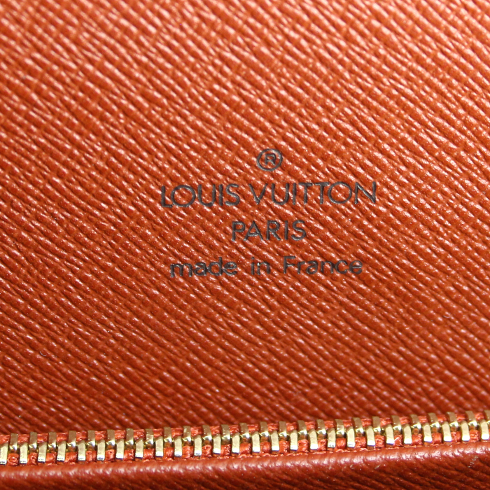 Louis Vuitton handbag in damier canvas and brown leather - Detail D3