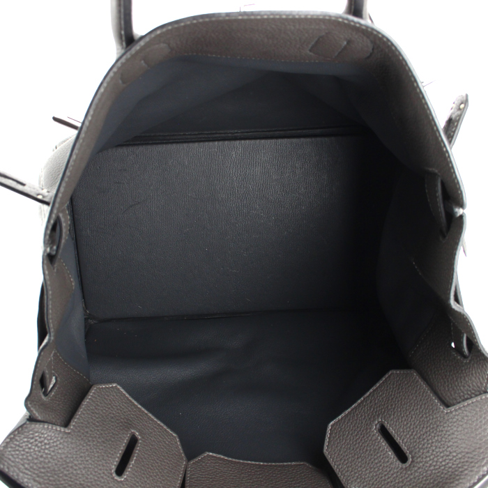 Bolso de fin de semana Hermes Haut à Courroies en cuero togo gris - Detail D2