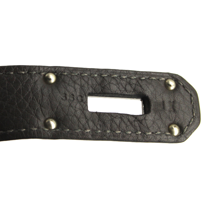 Borsa weekend Haut à Courroies in pelle togo grigia - Detail D5