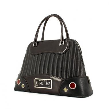 Dior handbag in brown leather and brown patent leather