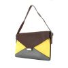 Celine  Diamond handbag  in burgundy and grey leather  and yellow suede - 00pp thumbnail