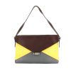 Celine  Diamond handbag  in burgundy and grey leather  and yellow suede - 360 thumbnail