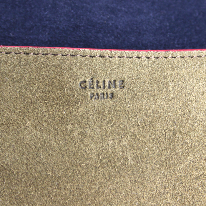 Celine Diamond handbag in black and burgundy leather and khaki suede - Detail D5