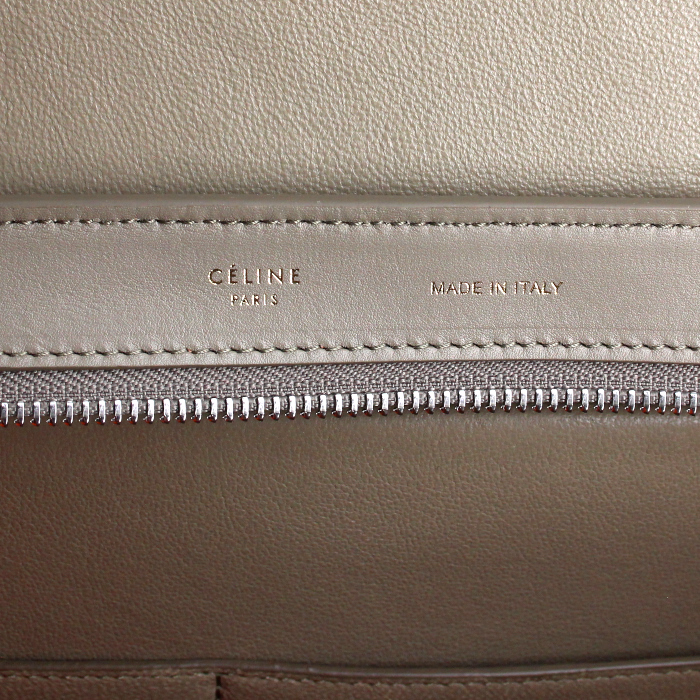 Bolso de mano Celine Trapeze modelo mediano en cuero negro y color topo y ante naranja - Detail D4