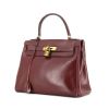 Hermes Kelly 28 cm handbag in burgundy box leather - 00pp thumbnail