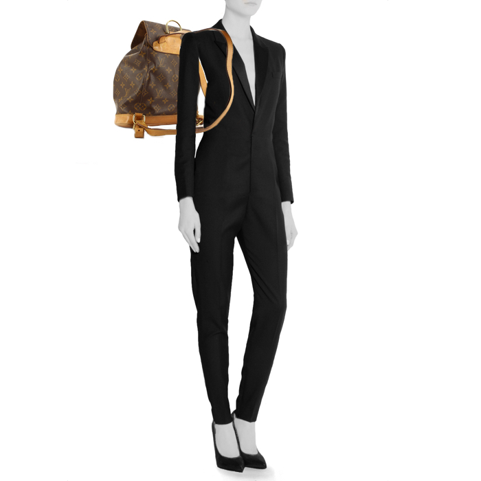 Louis Vuitton Montsouris Backpack backpack in monogram canvas and natural leather - Detail D1