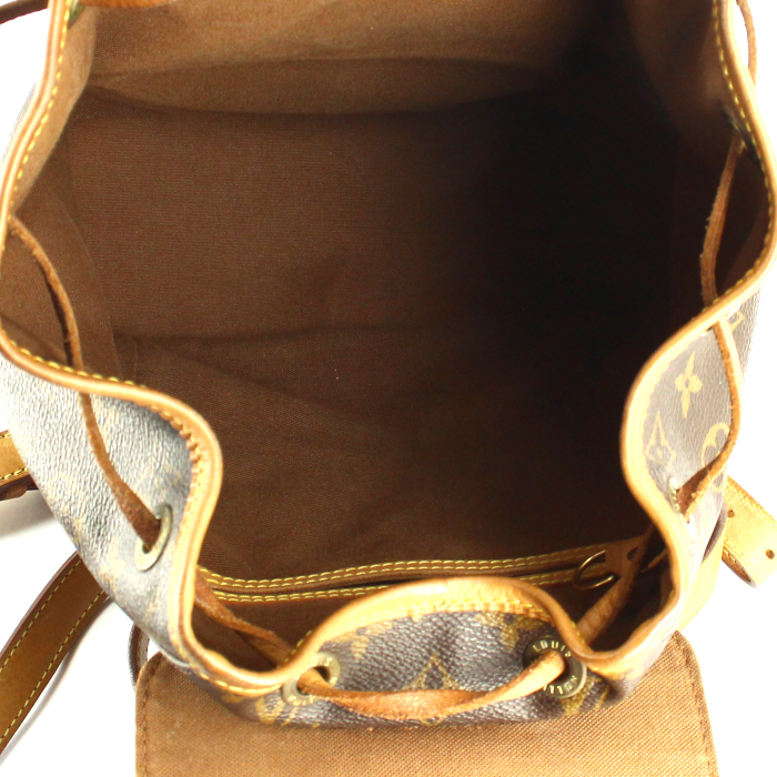 Mochila Louis Vuitton Montsouris Backpack en lona Monogram y cuero natural - Detail D2